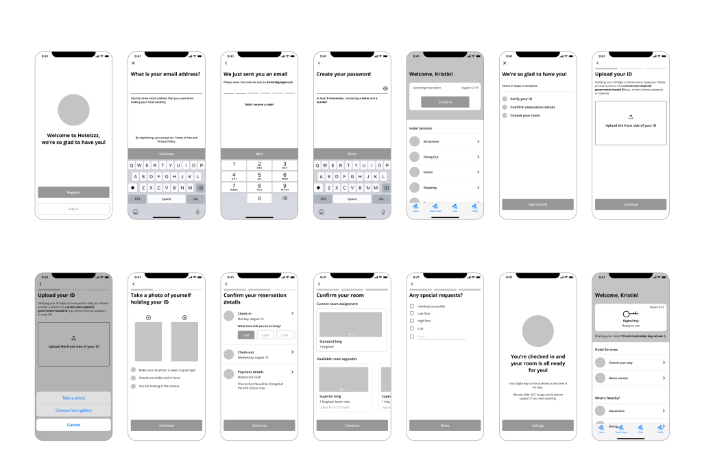 Hotelzzz wireframes