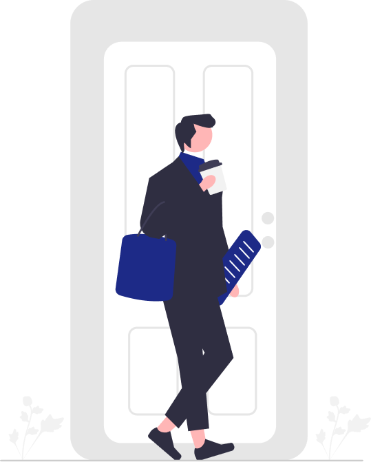 Man standing next to door